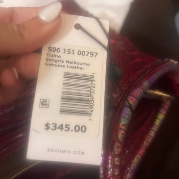 Brahmin Elaine in Sangria Melbourne Croc-Embossed Tote - Picture 3 of 6